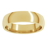 18K Yellow Gold 5 mm Lightweight Comfort-Fit Half Round Band Size 9.5