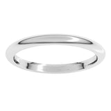 14K White Gold 2 mm Comfort-Fit Half Round Band Size 10