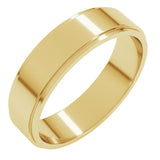 14K Yellow Gold 5 mm Stepped-Edge Flat Band Size 11