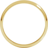 14K Yellow Gold 3 mm Lightweight Half Round Band Size 8.5