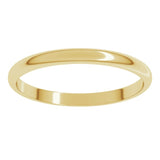 14K Yellow Gold 2 mm Lightweight Half Round Band Size 9