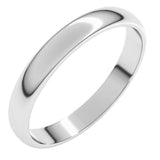 10K White Gold 3 mm Lightweight Half Round Band Size 9
