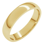 18K Yellow Gold 4 mm Lightweight Comfort-Fit Half Round Band Size 4