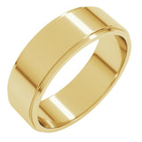 14K Yellow Gold 6 mm Stepped-Edge Flat Band Size 9