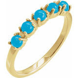 14K Yellow Gold Natural Turquoise Cabochon Stackable Ring