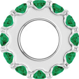14K White Gold Natural Emerald Spacer Charm/Pendant
