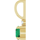 14K Yellow Gold Lab-Grown Emerald  & .03 CT Natural Diamond Charm/Pendant