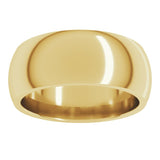 14K Yellow Gold 8 mm Comfort-Fit Half Round Band Size 7.5