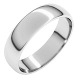 10K White Gold 5 mm Lightweight Half Round Band Size 9.5