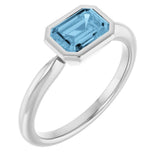 Sterling Silver Natural Sky Blue Topaz Solitaire Ring