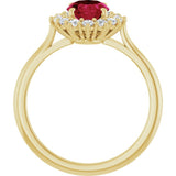 14K Yellow Gold Lab-Grown Ruby  & 1/3 CTW Lab-Grown Diamond Ring