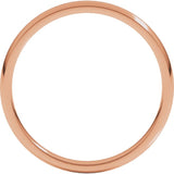 14K Rose Gold 2 mm Lightweight Comfort-Fit Half Round Band Size 6.5