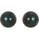 14K White Gold 7 mm Black Akoya Cultured Pearl Earrings