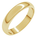 14K Yellow Gold 4 mm Half Round Band Size 12