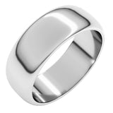 14K White Gold 7 mm Half Round Band Size 11