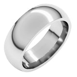 Platinum 7 mm Comfort-Fit Half Round Band Size 9