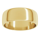 14K Yellow Gold 7 mm Lightweight Half Round Band Size 9