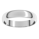 14K White Gold 4 mm Lightweight Half Round Band Size 11