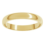 14K Yellow Gold 3 mm Lightweight Half Round Band Size 7.5