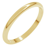 14K Yellow Gold 2 mm Half Round Band Size 11.5