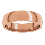 14K Rose Gold 5 mm Half Round Comfort Fit Light Band Size 9.5
