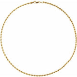 14K Yellow Gold 3 mm Rope 20" Chain