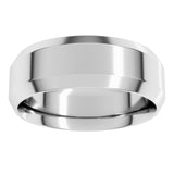 14K White Gold 7 mm Beveled-Edge Comfort-Fit Flat Band Size 9.5