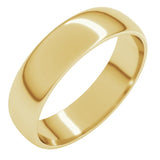 14K Yellow Gold 5 mm Lightweight Half Round Band Size 10.5