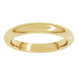 14K Yellow Gold 3 mm Comfort-Fit Half Round Band Size 12.5