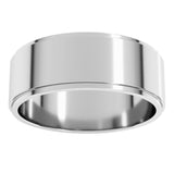 14K White Gold 7 mm Stepped-Edge Flat Band Size 11
