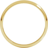 14K Yellow Gold 2.5 mm Lightweight Half Round Band Size 11