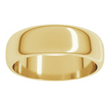 18K Yellow Gold 6 mm Half Round Band Size 9
