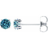 14K White Gold Natural Swiss Blue Topaz Scroll Setting® Stud Earrings