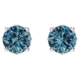 14K White Gold Natural Swiss Blue Topaz Scroll Setting® Stud Earrings