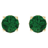14K Yellow Gold Lab-Grown Emerald Scroll Setting® Stud Earrings