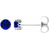 14K White Gold Lab-Grown Blue Sapphire Scroll Setting® Stud Earrings