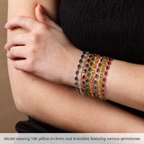 14K Yellow Gold Lab-Grown Blue Sapphire 7 1/4" Bracelet