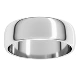 10K White Gold 6 mm Lightweight Half Round Band Size 7