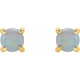 14K Yellow Gold 5 mm Natural White Opal Earrings