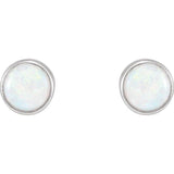 14K White Gold Natural White Opal Earrings