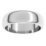 14K White Gold 6 mm Half Round Band Size 12