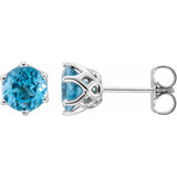 14K White Gold Natural Swiss Blue Topaz Earrings