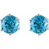 14K White Gold Natural Swiss Blue Topaz Earrings