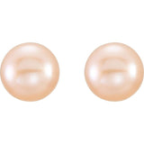 14K Yellow Gold 6-7 mm Cultured Pink Freshwater Pearl Earrings