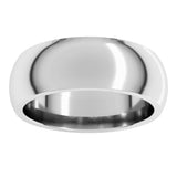 10K White Gold 7 mm Comfort-Fit Half Round Band Size 8.5