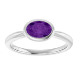 Sterling Silver Natural Amethyst Solitaire Ring