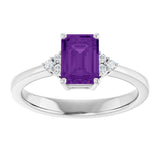 Sterling Silver Natural Amethyst and .05 CTW Lab-Grown Diamond Ring