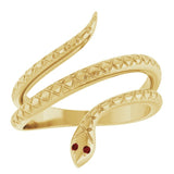 14K Yellow Gold Natural Mozambique Garnet Snake Ring