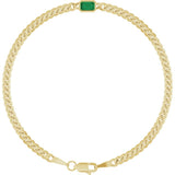 14K Yellow Gold Lab-Grown Emerald Link 7" Bracelet
