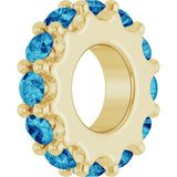 18K Yellow Gold-Plated Sterling Silver Natural Blue Zircon Spacer Charm/Pendant